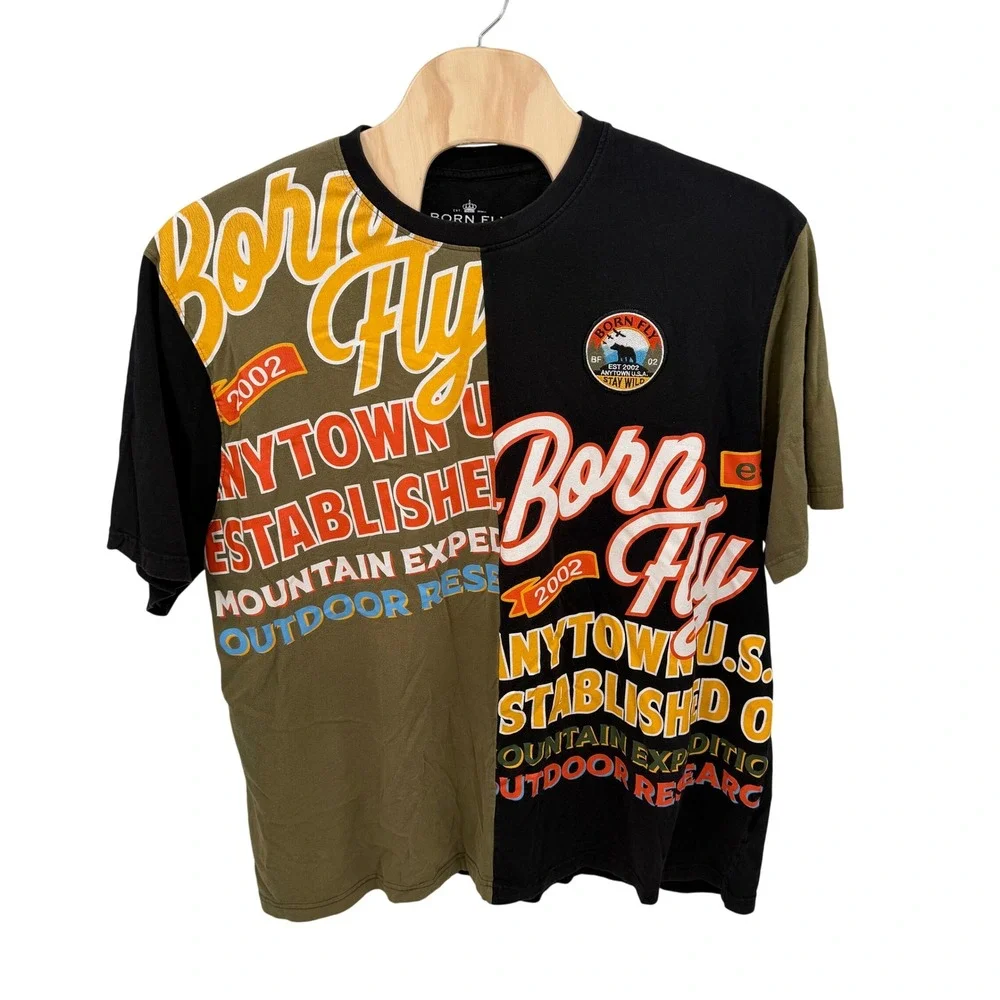 Born Fly Mens 5XL T-Shirt and Joggers 2 Piece Set Graphic Black Olive Green - Picture 3 of 16